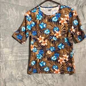 Lands end women’s swim shirt size small‎ rash guard Floral 6 - 8